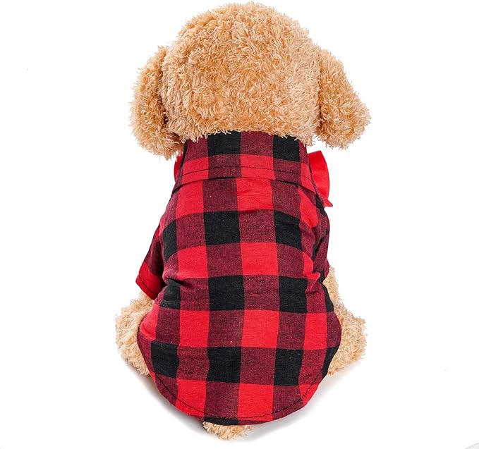 Tongcloud 3 Pack Plaid Puppy Cat Shirt - Cute Dog Shirts for Small Dogs and Cats - Birthday Party and Holiday Photo