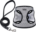 BOOMIBOO Dog Harness with Leash Set, No Pull Adjustable Reflective Step-in Puppy Pet Vest Harnesses for Small Medium Large Dogs and Cats,White Stripe XXS