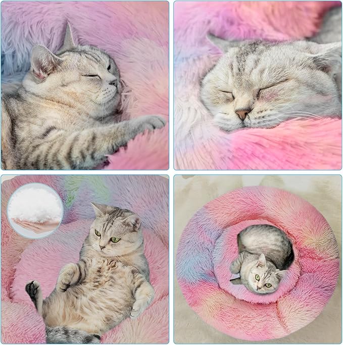 Cat Beds for Indoor Cats,20 Inch Dog Bed for Small Melium Large Dogs, Washable-Round Pet Bed for Puppy and Kitten with Slip-Resistant Bottom