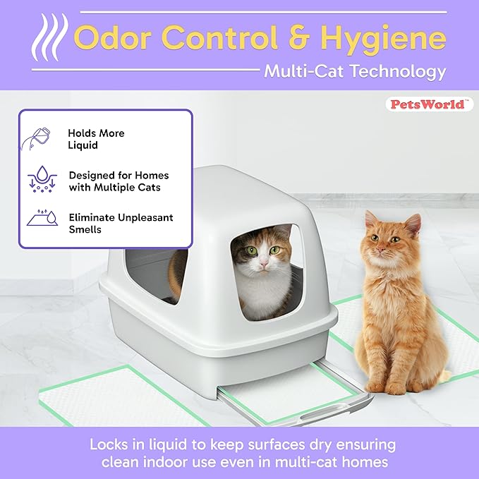 PetsWorld Universal Fit Multi-Cat Pad Refills for Litter Box, Fresh Scented, Ultra-Absorbent, Odor Control, Pack of 800