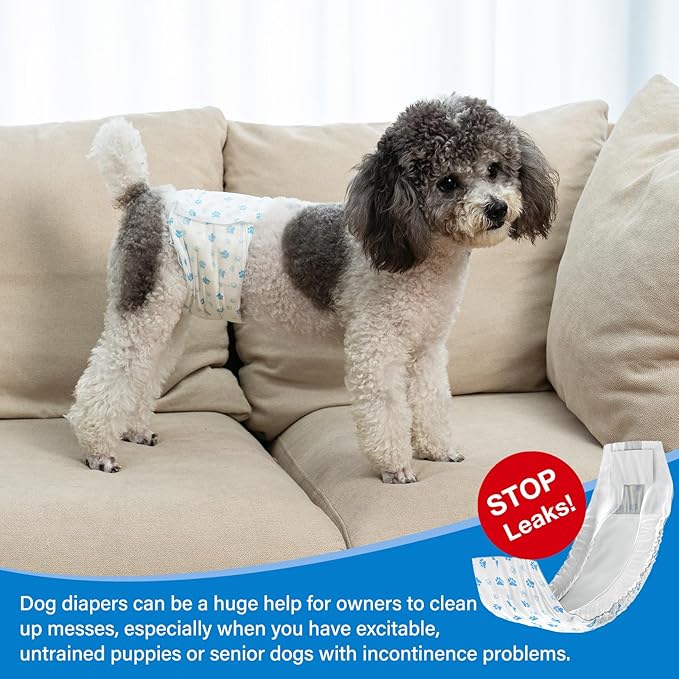 Pet Soft Disposable Male Dog Wraps - Dog Diapers for Male Dogs, Puppy Diapers 72pcs Medium