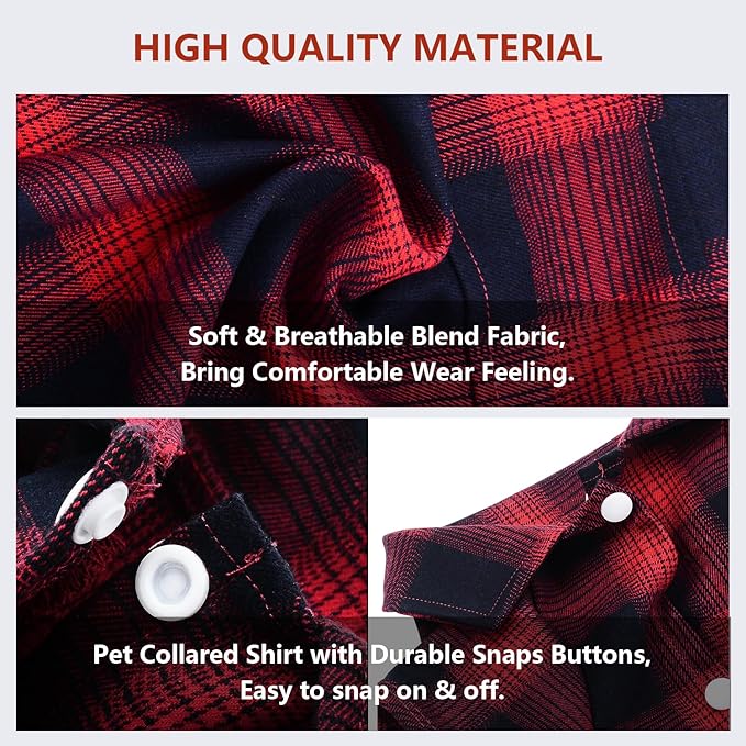 Koneseve Dog Shirt, Pet Plaid Clothes Shirt T-Shirt, Sweater Bottoming Shirt for Small Dog Cat Puppy Grid Adorable Wearing Stylish Cozy Halloween,Christmas Costumes (Red;XL/Extra Large)