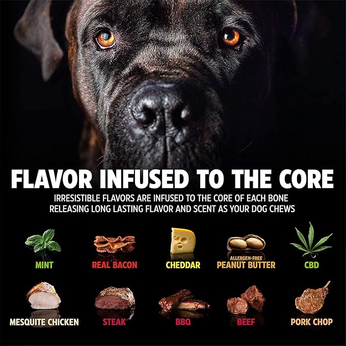 Pet Qwerks Nylon Stick BarkBone - Durable Dog Toys for Aggressive Chewers - Peanut Butter Flavor - 6"