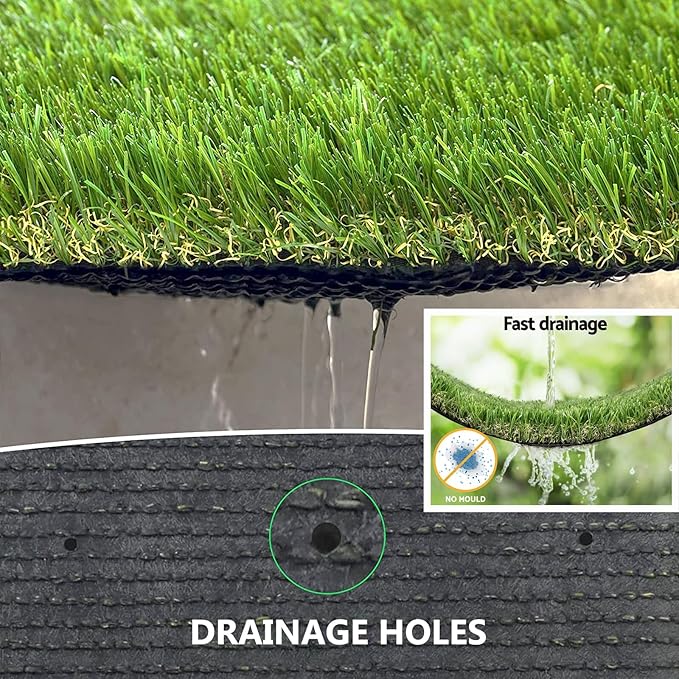 Artificial Grass Rug Outdoor Indoor 8FTX89FT Fake Grass Carpet Green Synthetic Grass Pet Turf Realistic Faux Grass Rug with Drain Holes for Garden Lawn Landscape Balcony Home Decor Patio