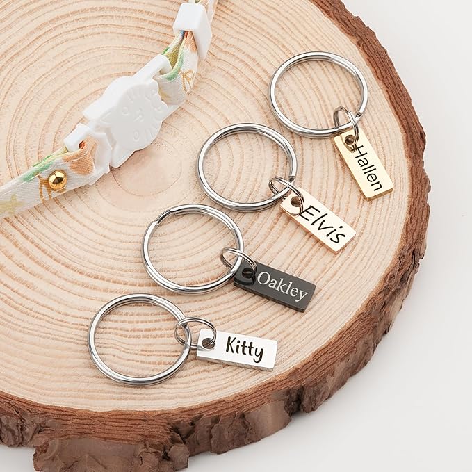 Anavia Small Size Dog Cat ID Tags, Small/XS Personalized Color Plated Stainless Steel Puppy Kitten Name Tags, Customized Engraved Nameplate Pet Collar Tag (Purple, XS-Rectangle)