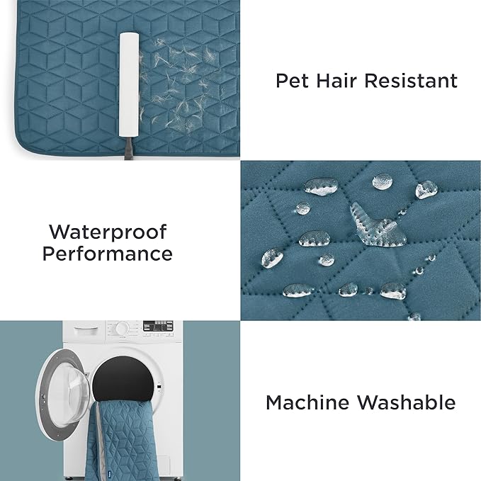 Bedsure 100% Waterproof Couch Cover for Dogs Washable - Non Slip Waterproof Blanket Large for Bed Sofa, Lightweight Furniture Protector Durable for Pet Cat Puppy with Non-Slip Bottom, Blue, 52x82IN