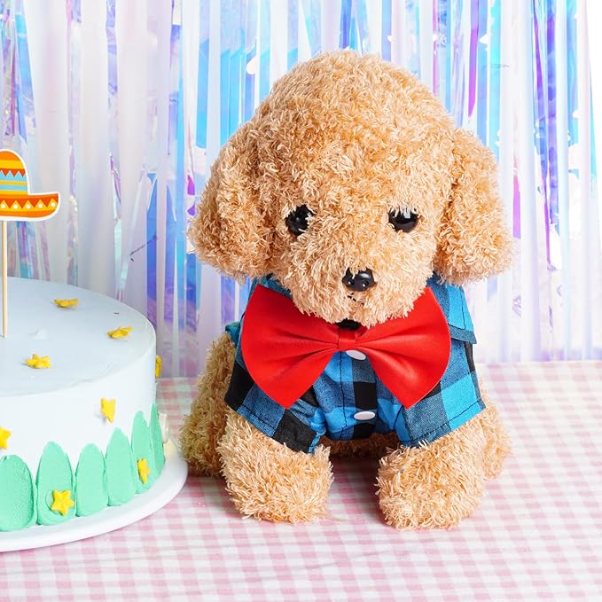 Tongcloud 3 Pack Plaid Puppy Cat Shirt - Cute Dog Shirts for Large Dogs and Cats - Birthday Party and Holiday Photo