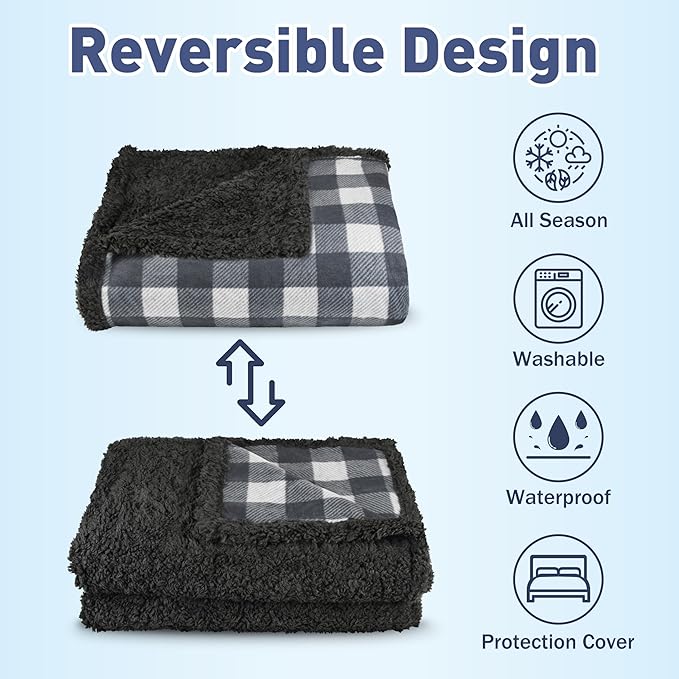 Kritter Planet Waterproof Bed Blanket, Washable Stain Proof Pad Bed Cover, Reversible Leakproof Furniture Protector, Liquid Pee Proof Blanket for Couch Sofa, 80x60 inch, Queen Size