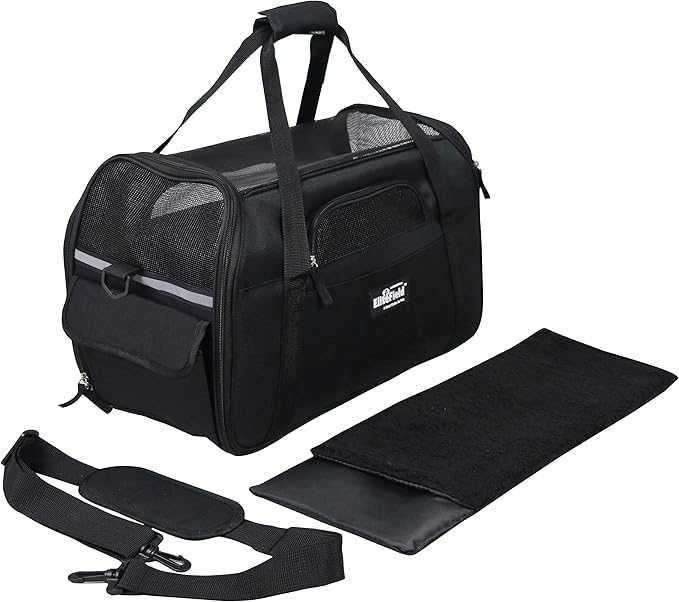 EliteField Soft Sided Pet Carrier (3 Year Warranty, Airline Approved), Multiple Sizes and Colors Available (Large: 19" L x 10" W x 13" H, Black)