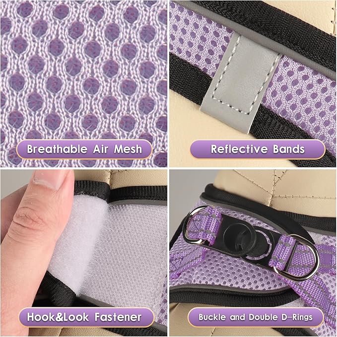 YIMEIS Dog Harness and Leash Set, No Pull Soft Mesh Pet Harness, Reflective Adjustable Puppy Vest for Small Medium Large Dogs, Cats (Taro Purple, Medium (Pack of 1)