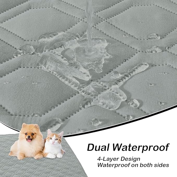 hyha Waterproof Dog Bed Blanket, Soft Pet Blankets, Waterproof Couch Cover for Dogs, Reversible Sofa Covers Washable for Furniture (30x53 Inch, Grey/Grey)