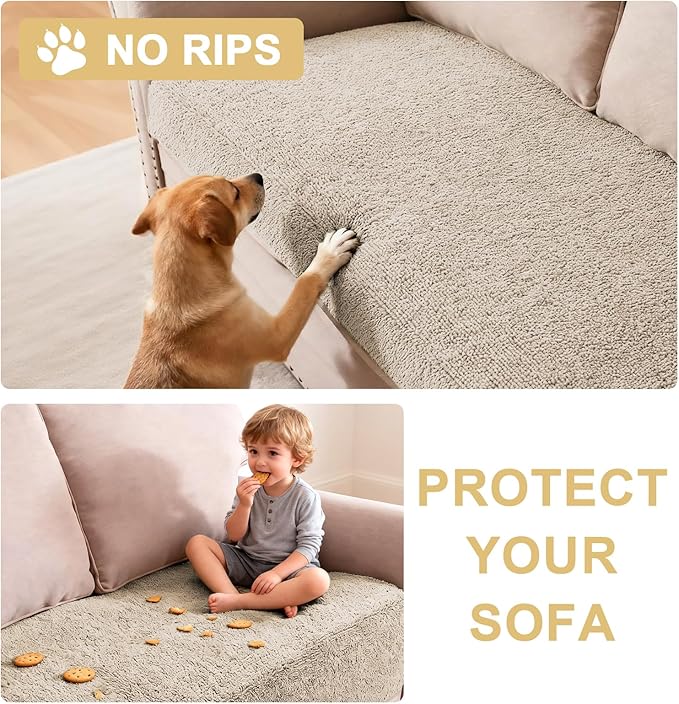 H.VERSAILTEX Non Slip Pet Couch Cover Chenille Dog Bed Protector Thick Soft Sofa Slipcover Pet Friendly Washable Couch Cushion Covers for Pets (68" x 82", Island Fossi)