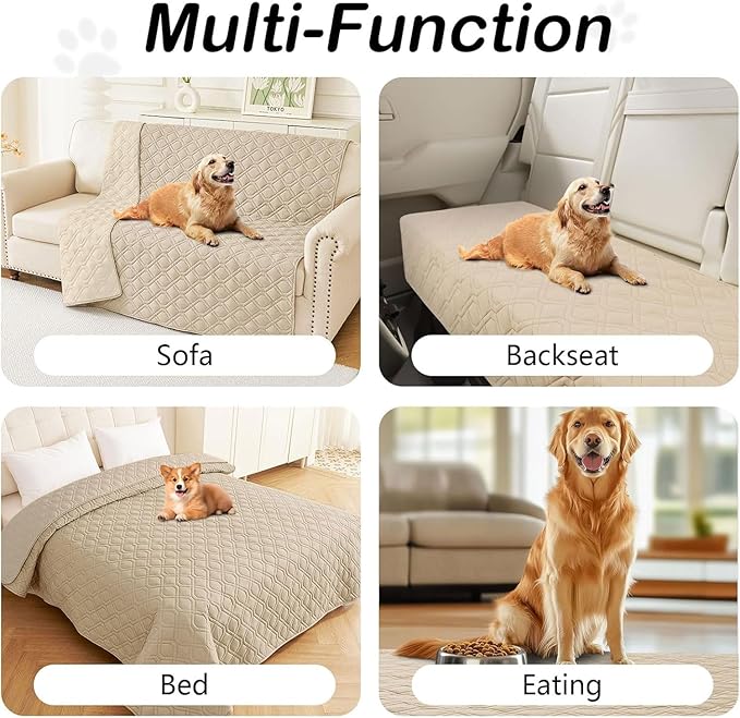 hyha Waterproof Dog Bed Blanket, Soft Pet Blankets, Waterproof Couch Cover for Dogs, Reversible Sofa Covers Washable for Furniture (40x80 Inch, Taupe/Taupe)
