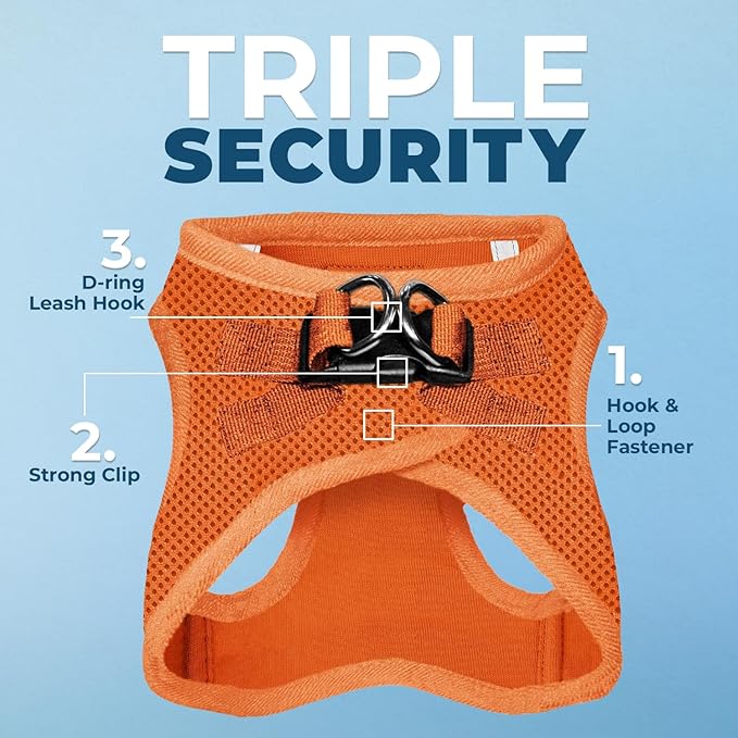 Best Pet Supplies Voyager Step-in Air Harness - All Weather Mesh, Reflective, No Pull Harness for Dogs, Cats - Secure with Hook & Loop Fastener, Buckle, Double D-Rings - Orange, M