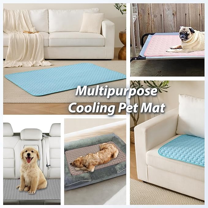 MICROCOSMOS Summer Cooling Mat & Sleeping Pad- Water Absorption Top, Materials Safe, Easy Carry, EZ Clean. Keep Cooling for Pets, Kids and Adults.(Dark Blue, 40" x 28")