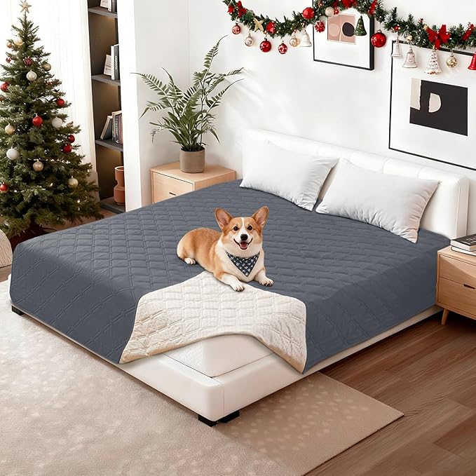 Waterproof Couch Covers for Pets, Waterproof Dog Bed Cover, Anti-Slip Soft Dog Blankets, Couch Cover for Dogs Washable, Pet Blanket for Puppy Large Dogs Cat (82x102 Inch, Dark Grey)