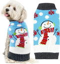 Pet Christmas Dog Sweaters Cute Animal Snowman Printed Puppy Xmas Costumes Winter Warm Turtleneck Jumpers Puppy Knitted Clothes Cat Outfits (XS, Blue Snowman)