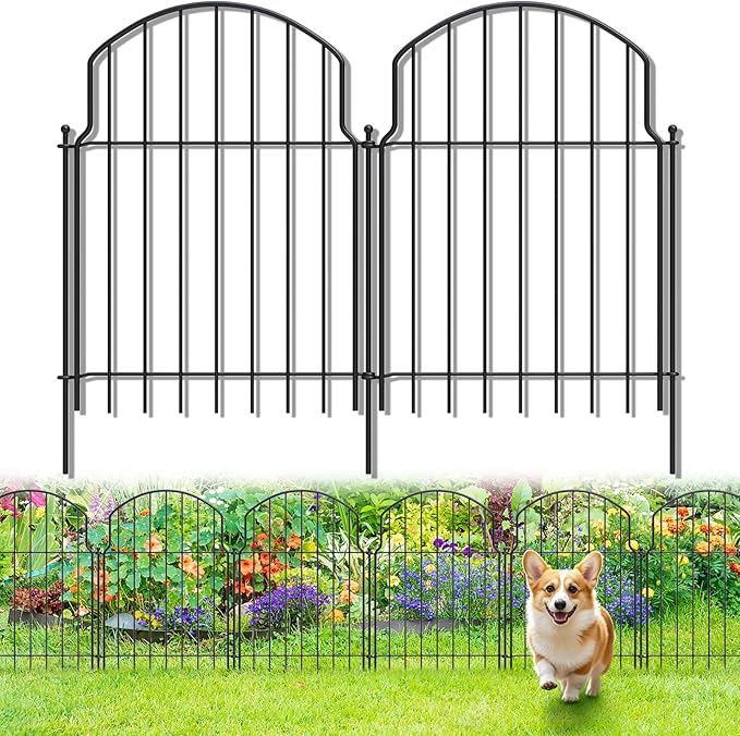 25Pcs Decorative Garden Fence, 20in(H)/27ft(L) Rustproof Metal Fences Animal Barrier Outdoor for Yard, Flower Bed Edging Ornamental Border Panel for Dogs, Rabbits, Dig Defence, Garden Decor, Patio