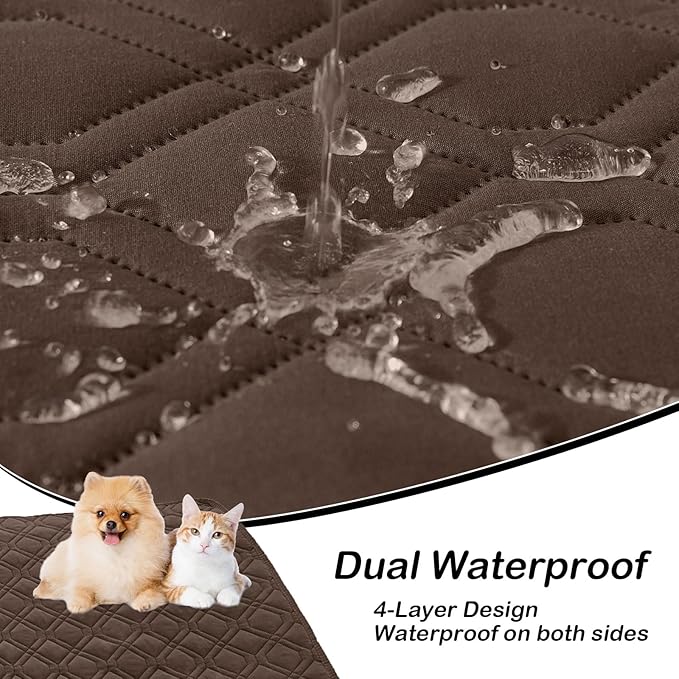 hyha Waterproof Dog Bed Blanket, Soft Pet Blankets, Waterproof Couch Cover for Dogs, Reversible Sofa Covers Washable for Furniture (30x53 Inch, Chocolate/Dark Grey)