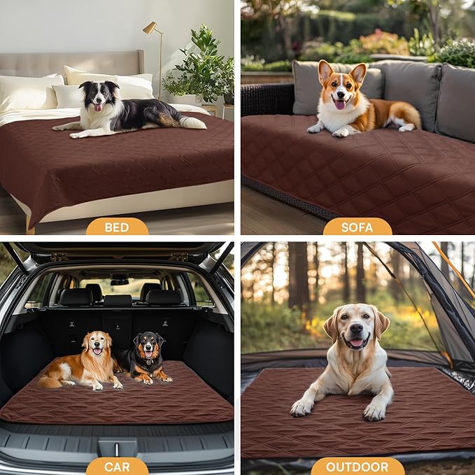 Luciphia 100% Waterproof Couch Cover Blanket for Dogs Anti-Slip Pet Couch Protector Sofa Mat Puppy Cat Blanket with Non-Slip Bottom, Coffee Brown, 52x82 Inch