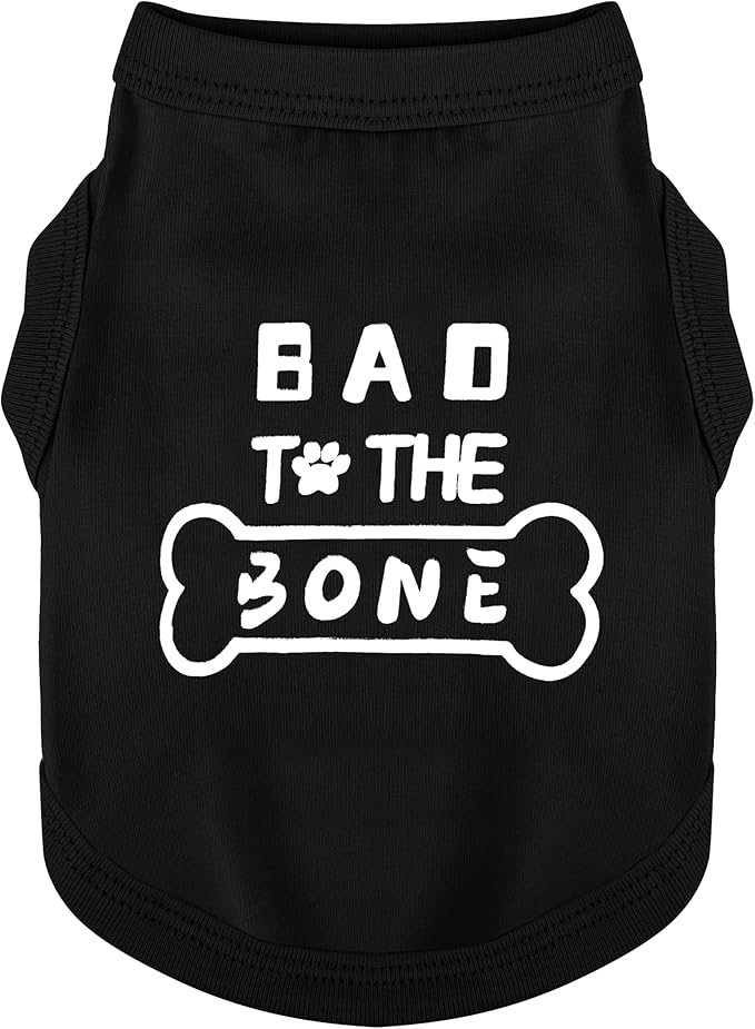 Discover Cozy Cotton Canine Wear: Soft, Lightweight, and Breathable Dog Shirt Vest with Eye-Catching Graphics(Bad to The Bone), Keeping Your Furry Friend Warm and Comfy! Black XXL