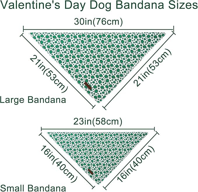 St. Patrick's Dog Bandana, UP URARA PUP Shamrock Triangle Bid Scarf for Medium Large Dogs, Cotton Kerchief for Girl Boy Puppies, Cute Spring Green Bandana,L