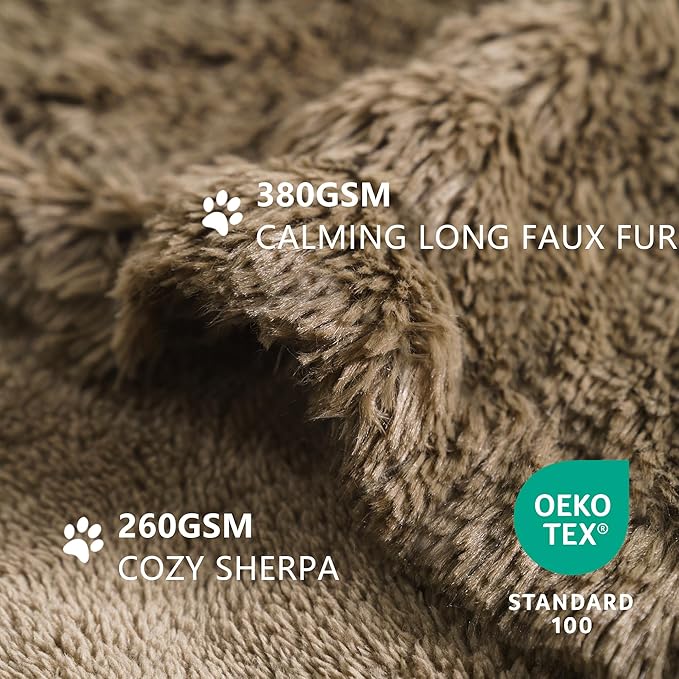 gogobunny Waterproof Dog Blanket for Couch & Furniture Protection - Super Soft Reversible Throw for Large Dogs & Cats, Calming Washable Fur & Sherpa Pet Blanket (50x60 Inch, Stone)