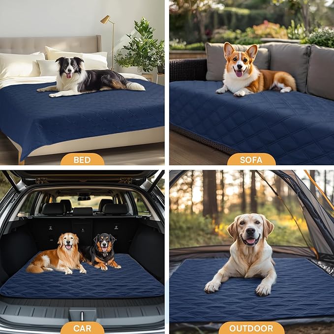 Luciphia 100% Waterproof Couch Cover Blanket for Dogs Anti-Slip Pet Couch Protector Sofa Mat Puppy Cat Blanket with Non-Slip Bottom, Navy Blue, 30x70 Inch