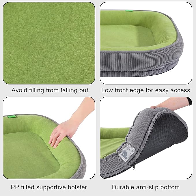 Orthopedic Small Dog Bed,Dog Sofa Bed with Egg Crate Foam with Four-Sided Bolster, Removable Cover & Non-Slip Bottom S