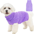 Dog Sweaters for Small Dogs Knit Puppy Sweater Fall Winter Dog Clothes Warm Sleeveless Chihuahua Clothes Doggy Turtleneck Pullover Sweater Solid Twisted Pet Cat Outfit(Purple, X-Small)