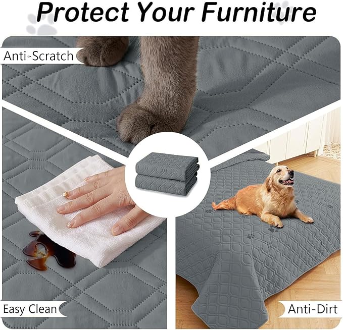 hyha Waterproof Dog Bed Blanket, Soft Pet Blankets, Waterproof Couch Cover for Dogs, Reversible Sofa Covers Washable for Furniture (52x82 Inch, Dark Grey/Dark Grey)