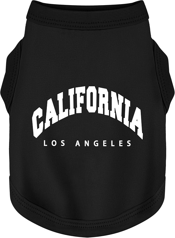 Discover Cozy Cotton Canine Wear: Soft, Lightweight, and Breathable Dog Shirt Vest with Eye-Catching Graphics(California), Keeping Your Furry Friend Warm and Comfy! Black XXL