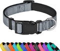 Reflective Dog Collar, Adjustable Soft Neoprene Padded Nylon Pet Collars with Buckle for Puppy and Small Dogs, Cats, Gray,XS