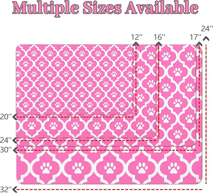 Dog Food Mat 24X32 Inch Pet Feeding Absorbent Mats for Floor Cat Water Bowl Placemats Non-Slip Washable Dog Mat for Food and Water