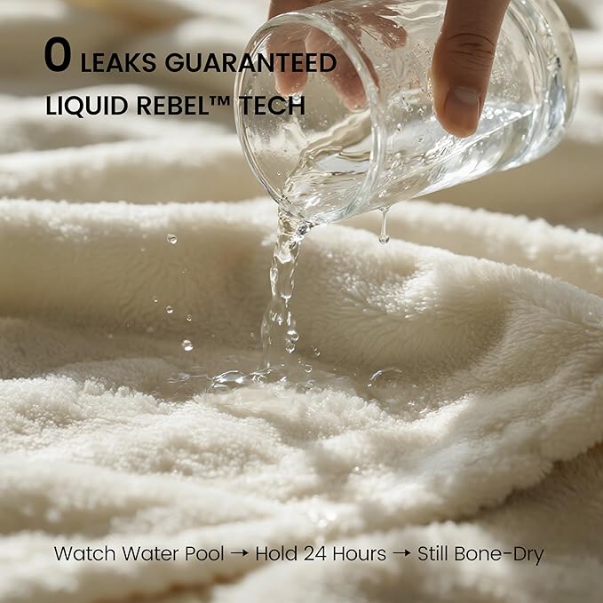 gogobunny Waterproof Bed Blanket, Reversible Sherpa Fleece Throw Blanket for Dog Puppy Cat, Furniture Cover Protects Bed Couch Sofa from Liquid Pee and Pet Fur (Cream, 50x60 inches)