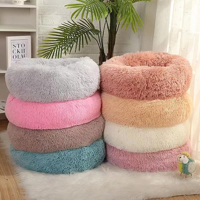 Nisrada Dog Bed for Small Medium Large Dogs Cats, 20 inch Calming Washable-Round Cozy Soft Pet Bed for Puppy and Kitten with Slip-Resistant Bottom