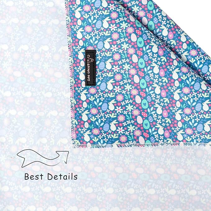 ARING PET Easter Dog Bandanas, Blue Rabbit Egg Pet Bandana Scarf Triangle Bibs for Puppy Small Medium Large Boy Girl Dogs Cats-S