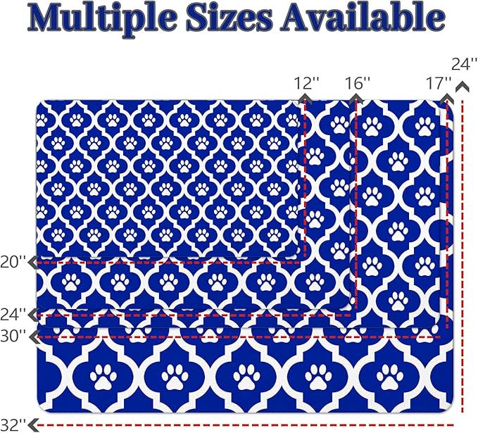 Dog Food Mat 24X32 Inch Pet Feeding Absorbent Mats for Floor Cat Water Bowl Placemats Non-Slip Washable Dog Mat for Food and Water