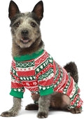 Fitwarm Dog Christmas Outfit, Holiday Pet Clothes for Small Dogs Boy Girl, Festive Pajamas with Feet, Puppy Onesie, Red, Green, XS