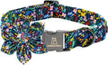 Lionheart glory Dog Collar Darkblue Flower Dog Bow Collars Floral Dog Collar with Flower Male or Female Spring Fall Pet Gift Durable Adjustable Dog Collar for Medium Dogs, B:Garden