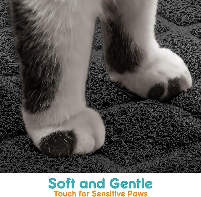 Cat Litter Mat Litter Trapping Mat, 35" x 23" Premium Durable PVC Grid Mesh with Scatter Control, Non-slip, Less Waste Cat Litter Box Mat, Soft on Kitty’s Paws, Urine Waterproof