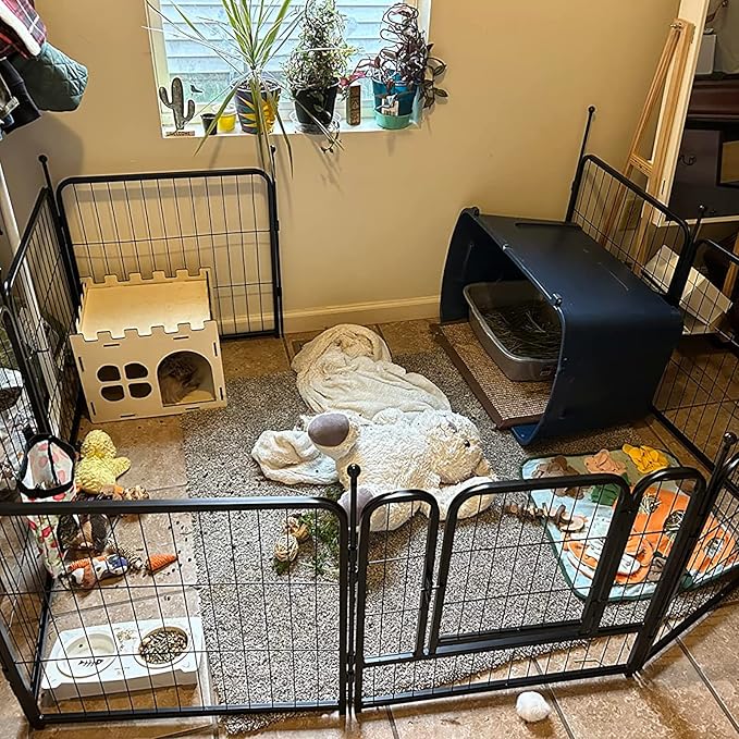Dog Playpen,Portable Outdoor Dog Fence, Dog Playpen for Large/Medium/Small Dogs, Dog Fences for The Yard,with Doors Foldable Metal (32 inch, 40 Panels)