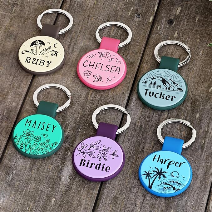 Silent Silicone Dog Tags, Custom Engraved Pet ID Tags for Cats and Dogs, Personalized Small Size Cat Tags with Cute Designs (Designs, Small)