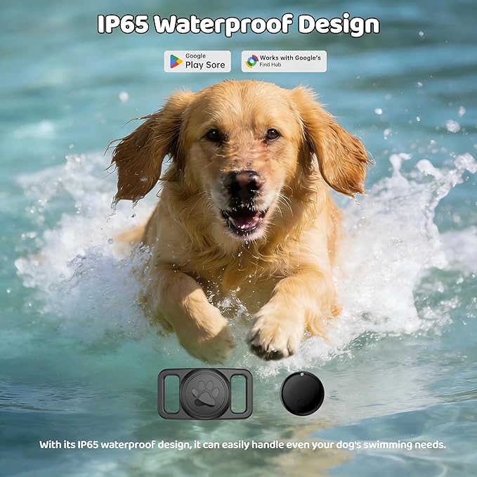 Pet Tracker,GPS Collar for Dogs (Android Only) Smart tag,Waterproof Compatible with Google Find Hub,No Monthly Fee,Advanced Tracking Solution Smart Collar for Pet Safety Ideal Small Large Dogs