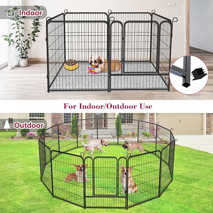 Dog Playpen Fence for Yard, 32inch 40 Panels Anti-Rust Pet Playpen Exercise Pen with Lock, Portable Pet Fence for Yard RV Camping
