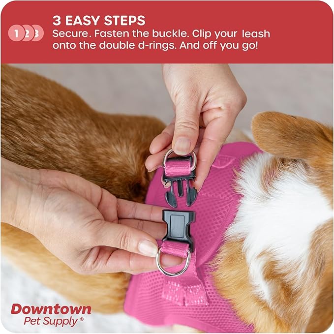 Downtown Pet Supply Step in Dog Harness No Pull, XX-Large, Pink - Adjustable Harness with Padded Mesh Fabric and Reflective Trim - Buckle Strap Harness for Dogs