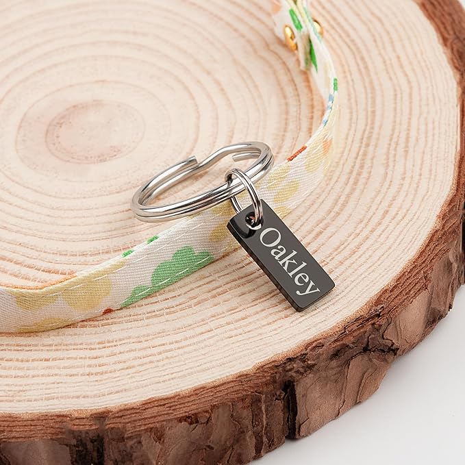 Anavia Small Size Dog Cat ID Tags, Small/XS Personalized Color Plated Stainless Steel Puppy Kitten Name Tags, Customized Engraved Nameplate Pet Collar Tag (Gold, XS-Rectangle)