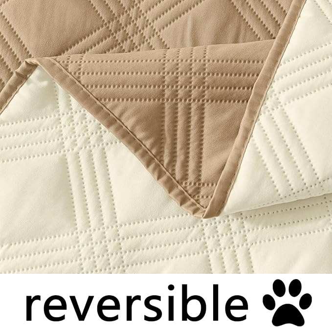 hyha Waterproof Dog Blanket, Reversible Pet Bed Blanket, Soft Sofa Couch Cover for Dogs Washable, Waterproof Pet Couch Covers for Sofa Puppy Cats Furniture Protector(52"x82", Camel/Beige)