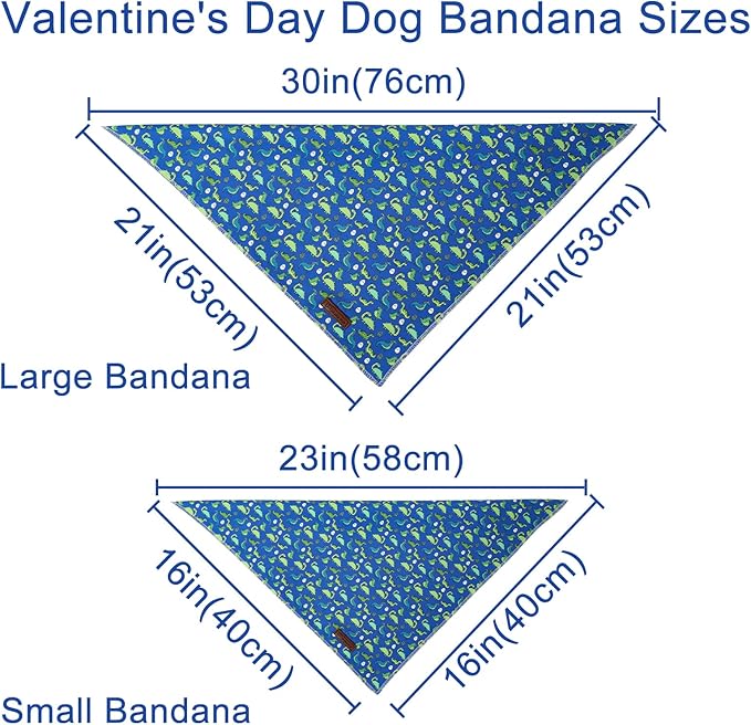 Summer Dog Bandana, UP URARA PUP Dinosaur Triangle Bid Scarf for Medium Large Dogs, Cotton Kerchief for Girl Boy Puppies, Cute Summer BlueBandana,S