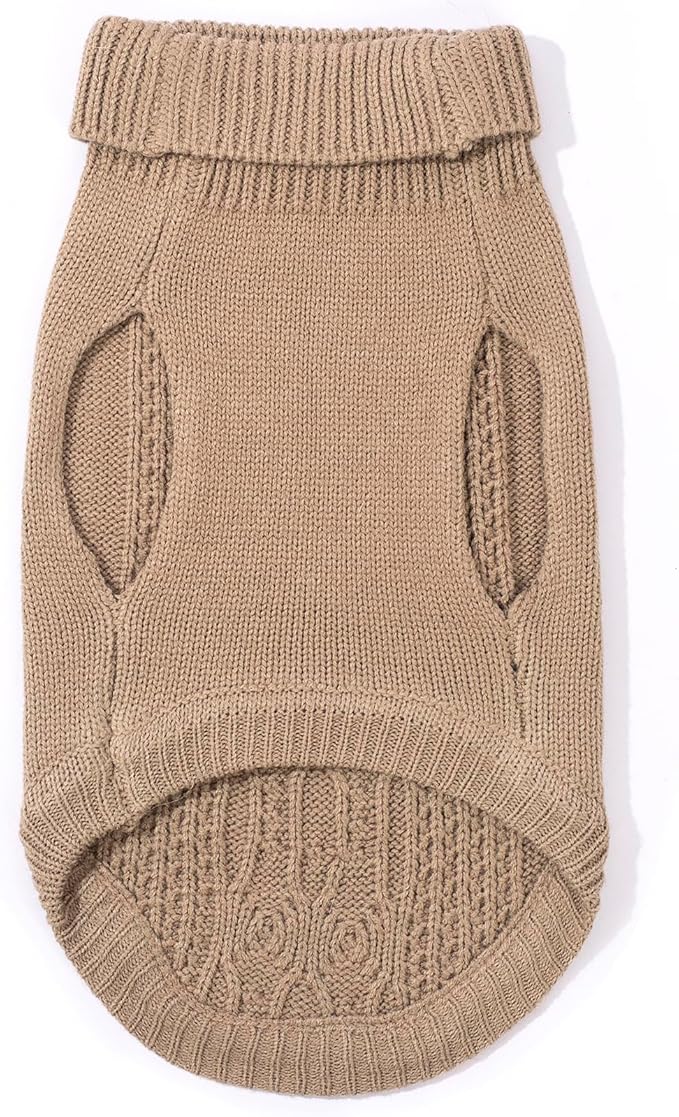 Stretchy Cat Sweater - 17 Colors & 6 Sizes | Snug Winter-Ready Knit for Boy/Girl Cats & Kittens(Khaki, Medium)